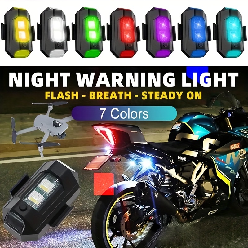 1/2 Stücke Led-blitzlichter, 7 Farben Mini-usb-wiederaufladbare Led-flugzeug-blitzlichter,  Antikollisionsbeleuchtung Led-nachtsignallicht Für Motorrad, Mehr Kaufen,  Mehr Sparen