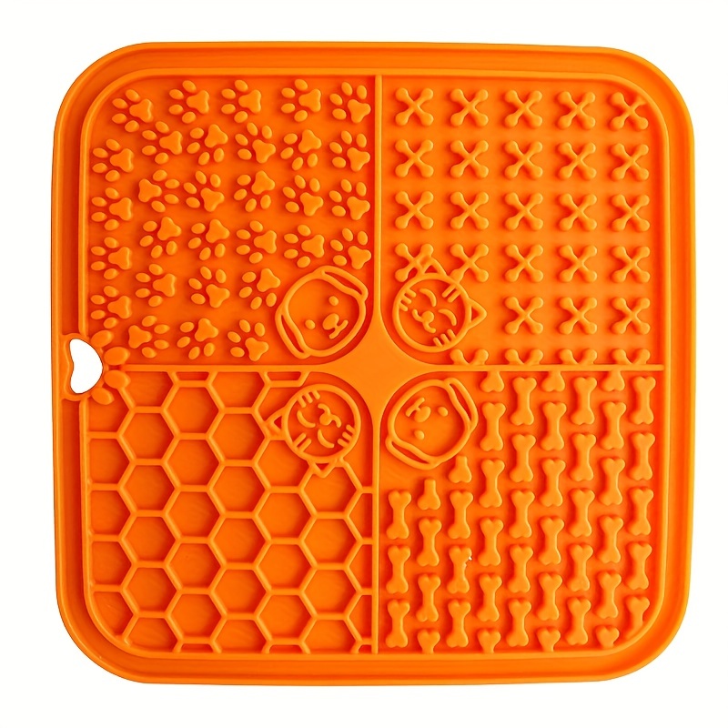 1pc Silicone Lick Mat With Full Back Suction Cup Orange Turtle Pattern For  Dogs & Cats Slow Feeding & Licking