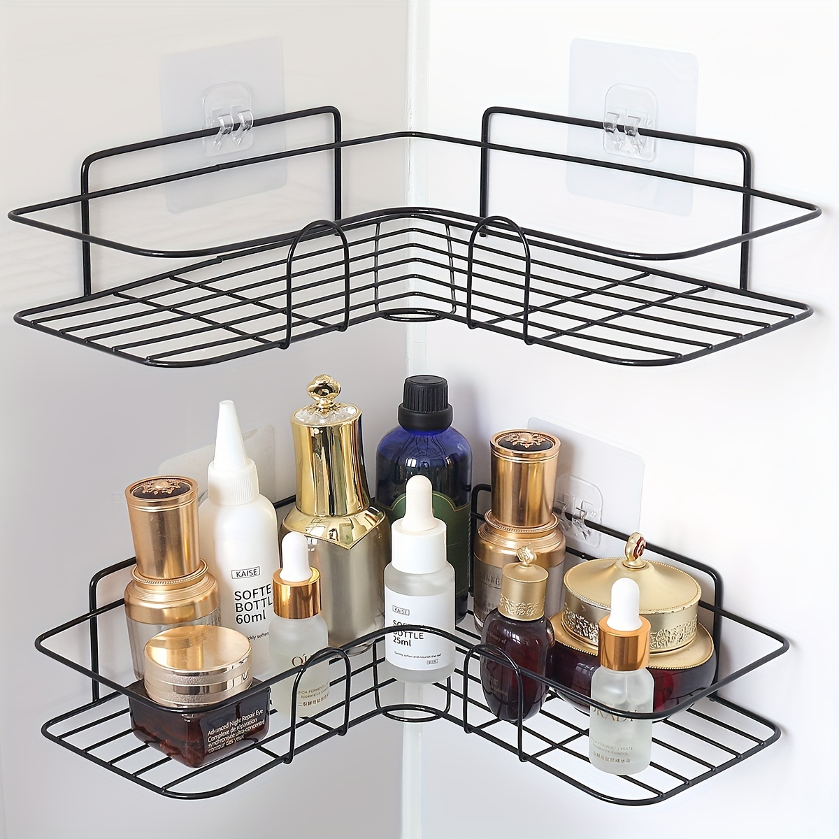 Bathroom Kitchen Punch Corner Frame Shower Shelf Wrought - Temu