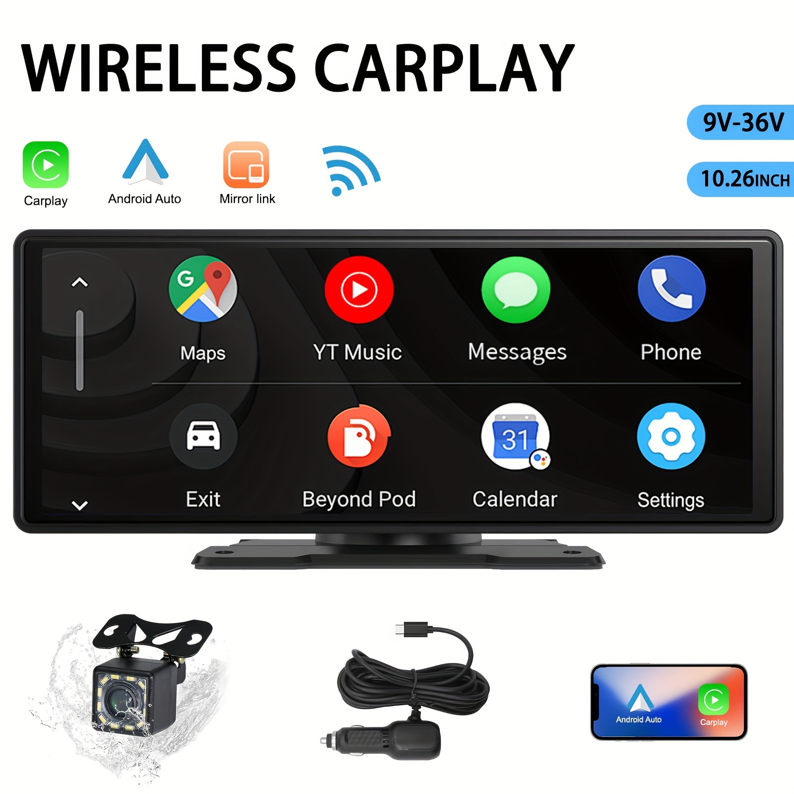 Double Bluetooth】 Carplay Voiture Autoradio Portable avec Apple Carplay &  Andorid Auto sans Fil 1080P 7 Pouces HD IPS Touchscreen, Dual Bluetooth  Design Mirror Link/Siri/FM/Google : : High-Tech