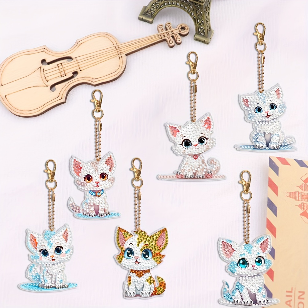 Diy Special shaped Cat Keychain Diamond Painting Pendant - Temu