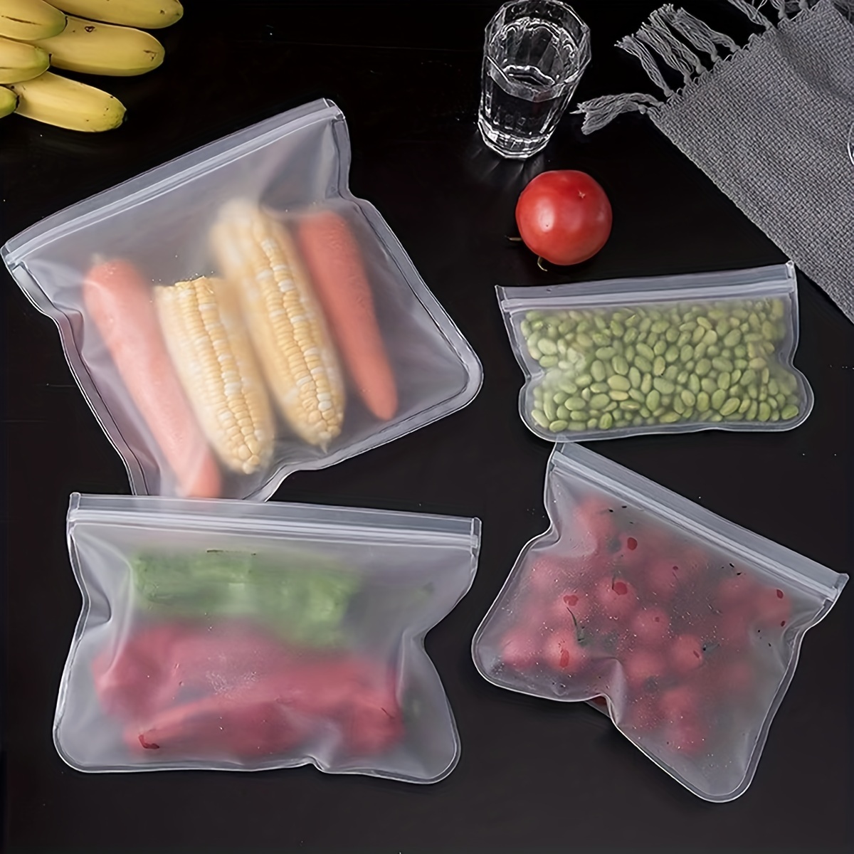 6pcs Reusable Freezer Gallon Bags Dishwasher Safe, Large Food