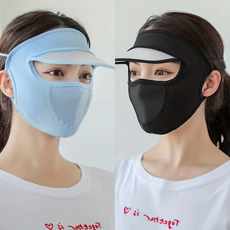 Ice Silk Sunscreen Mask Brim Solid Color Casual Dustproof - Temu