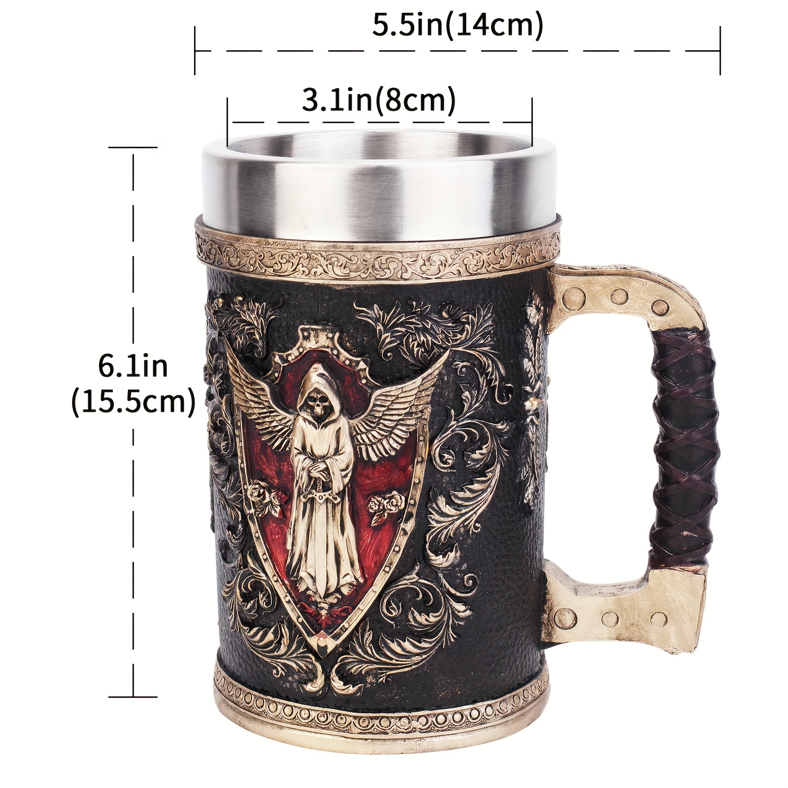 1pc Stainless Steel Skull Warrior Beer Coffee Mug Beverage Drinking Cup  Best Gift For Birthday Men Woman Halloween Party Cup Day Of The Dead Gifts