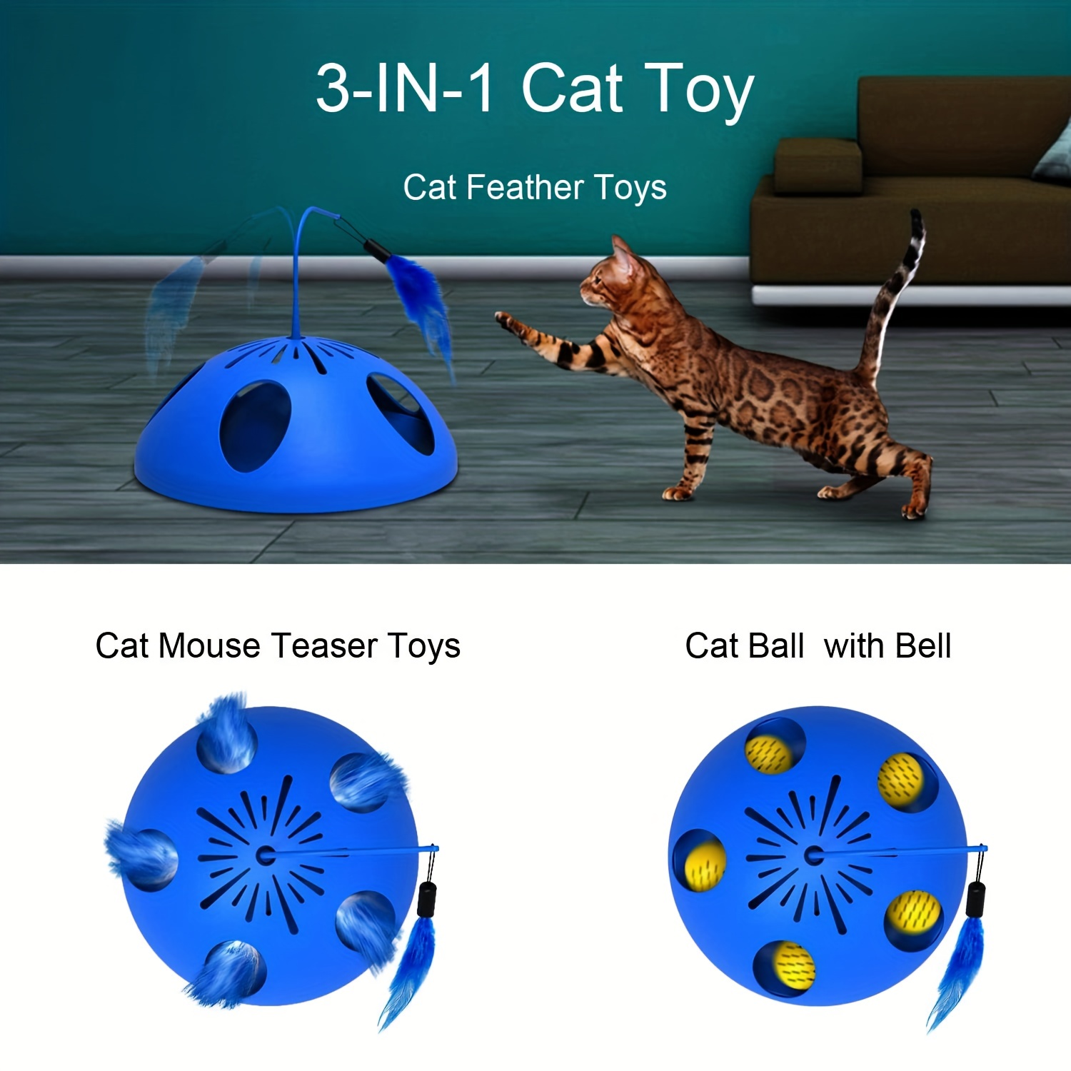 Two Speed Modes For Cat Toys, Three In One Automatic Interactive