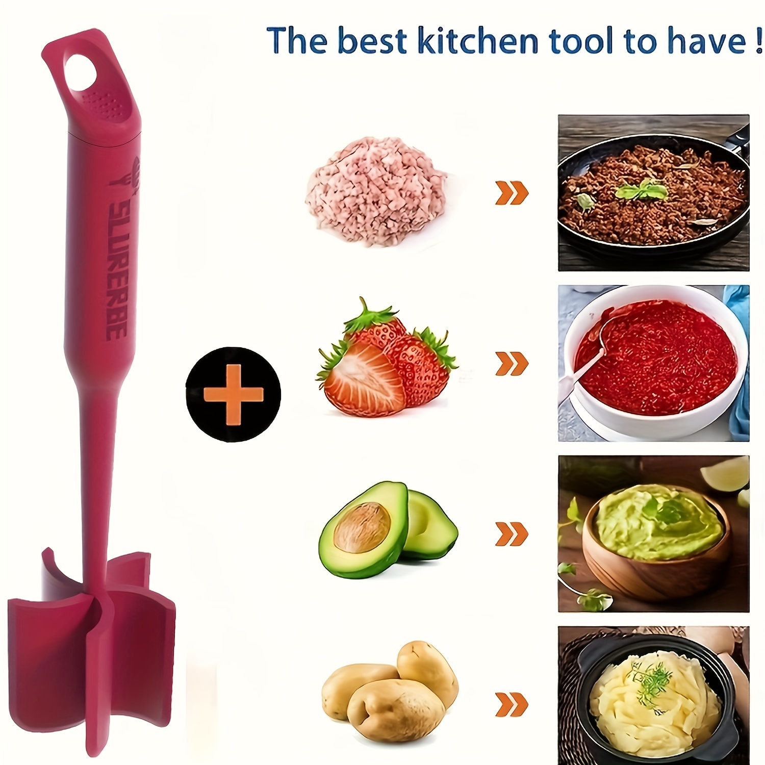 Meat Chopper, Handheld Ground Beef Hamburger Masher Home Kitchen