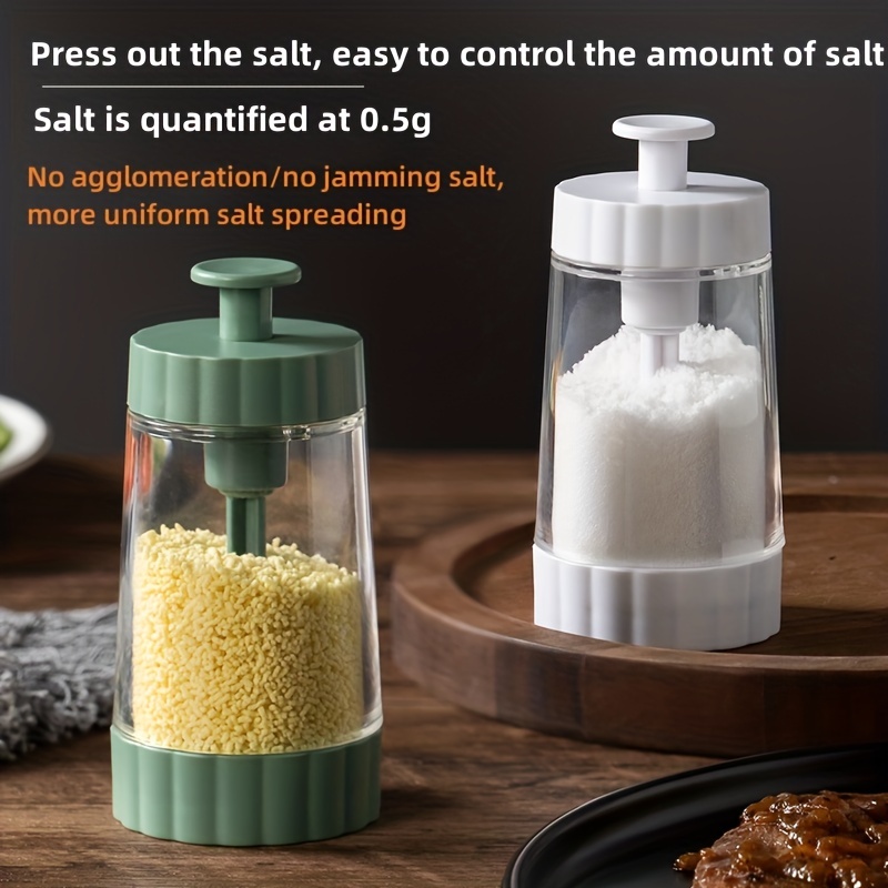 Quantitative Salt Shaker Fixed Amount 0.5g Salt Shaker Push Type Salt Control Bottle Seasoning Jar Kitchen Tool Dispenser Pepper Spice Container Glass