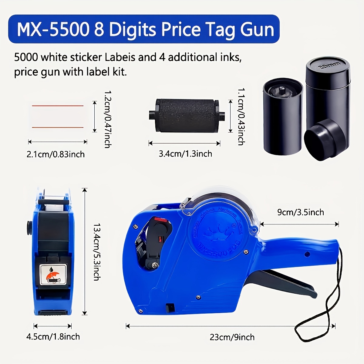 Mx5500 Price Tag Gun Label Stickers Kit Label Stickers White - Temu