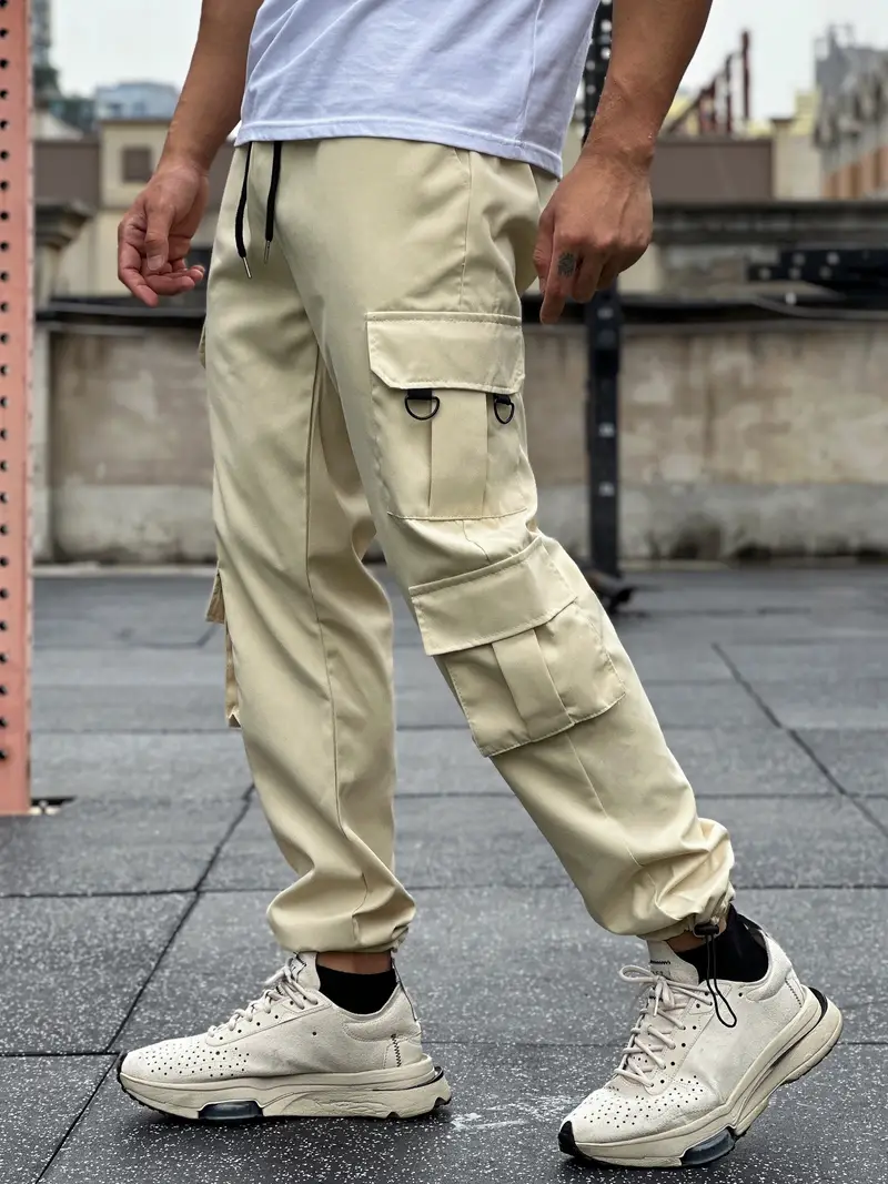 Men's Relaxed Fit Cargo Pants Pockets Loose Trendy Overalls - Temu Germany