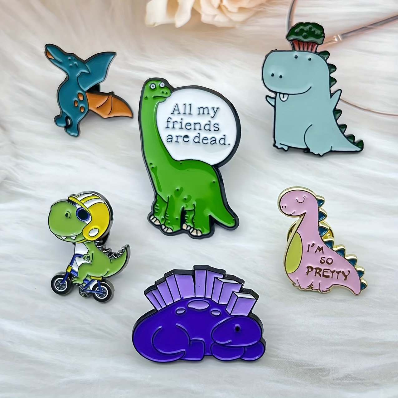 Kawaii Dinosaur Shape Decorative Pins Animal Alloy Enamel - Temu