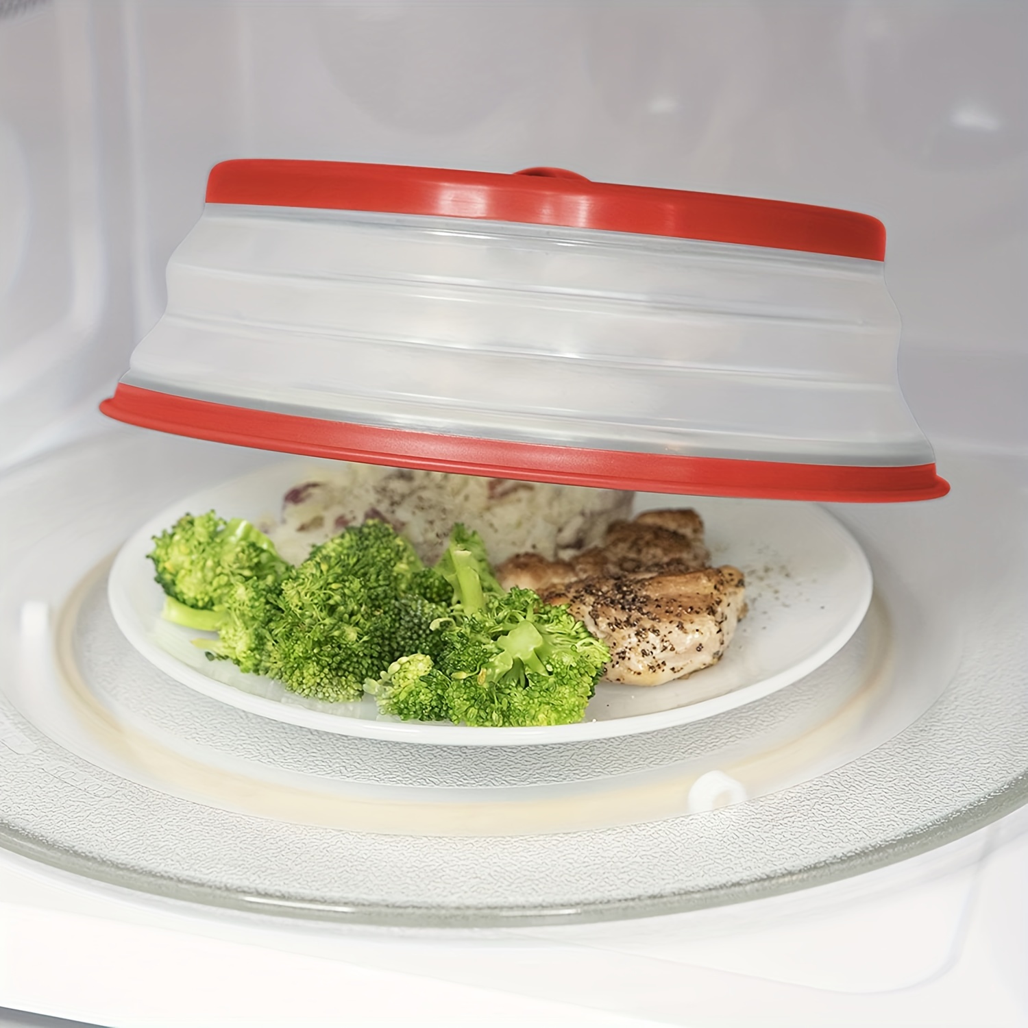 Microwave Splatter Cover Vented for Food, Splatter Guard & Colander Kitchen  Gadget for Fruit Vegetables Microwave Plate Cover with Hook
