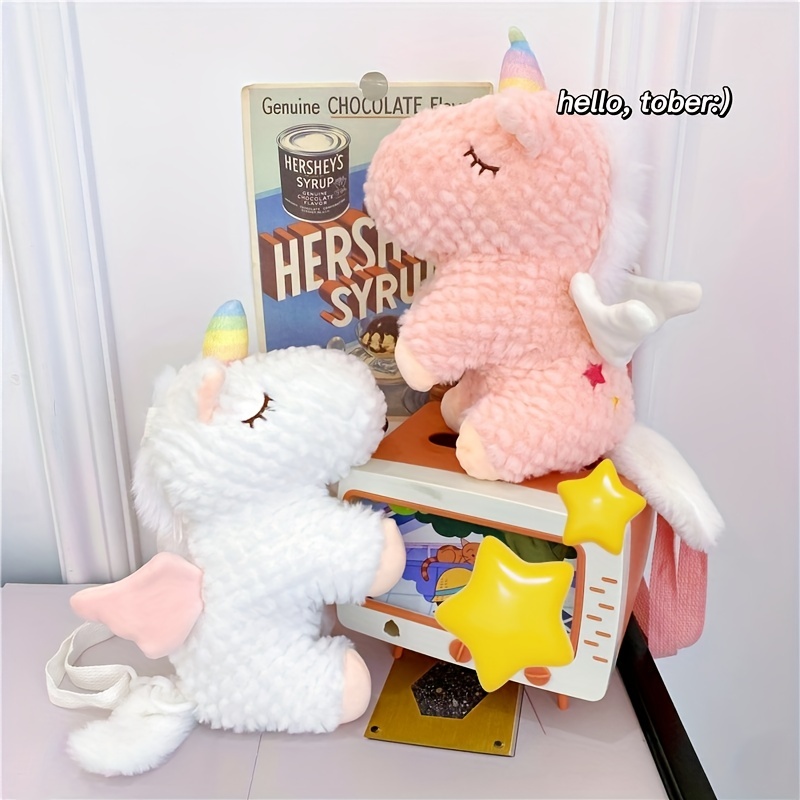 Bolso Bonito Cruzado Diseño Unicornio Peluche Lentejuelas - Temu