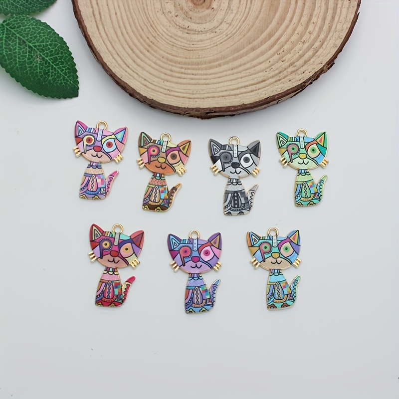 10Pcs Mix Enamel Cat Charms Cute Kitten Pet Cat Pendants For Jewelry Making  DIY Handmade Necklace Earrings Accessories Supplies