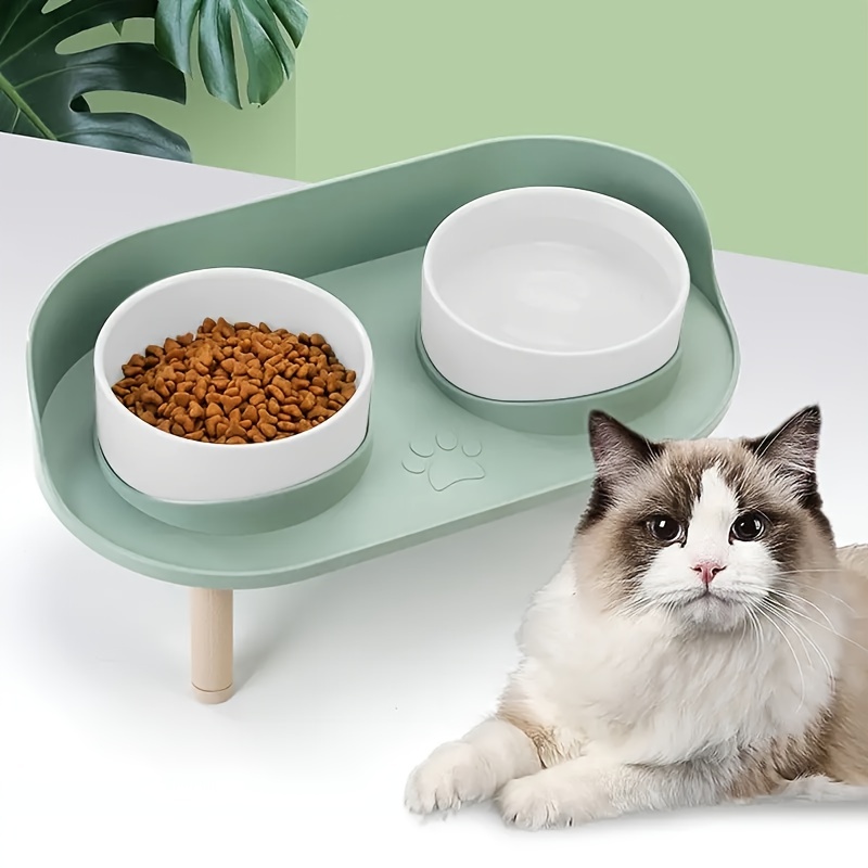 Adjustable Raised Bamboo Cat Bowl Stand Anti leak Pet Feeder - Temu