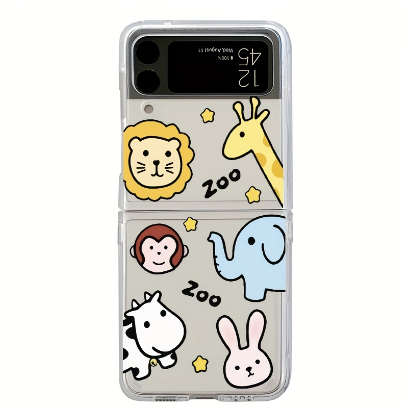 For Samsung Galaxy Z Flip4 3 5G Cute Cartoon Pattern Clear Hard Phone Case  Cover