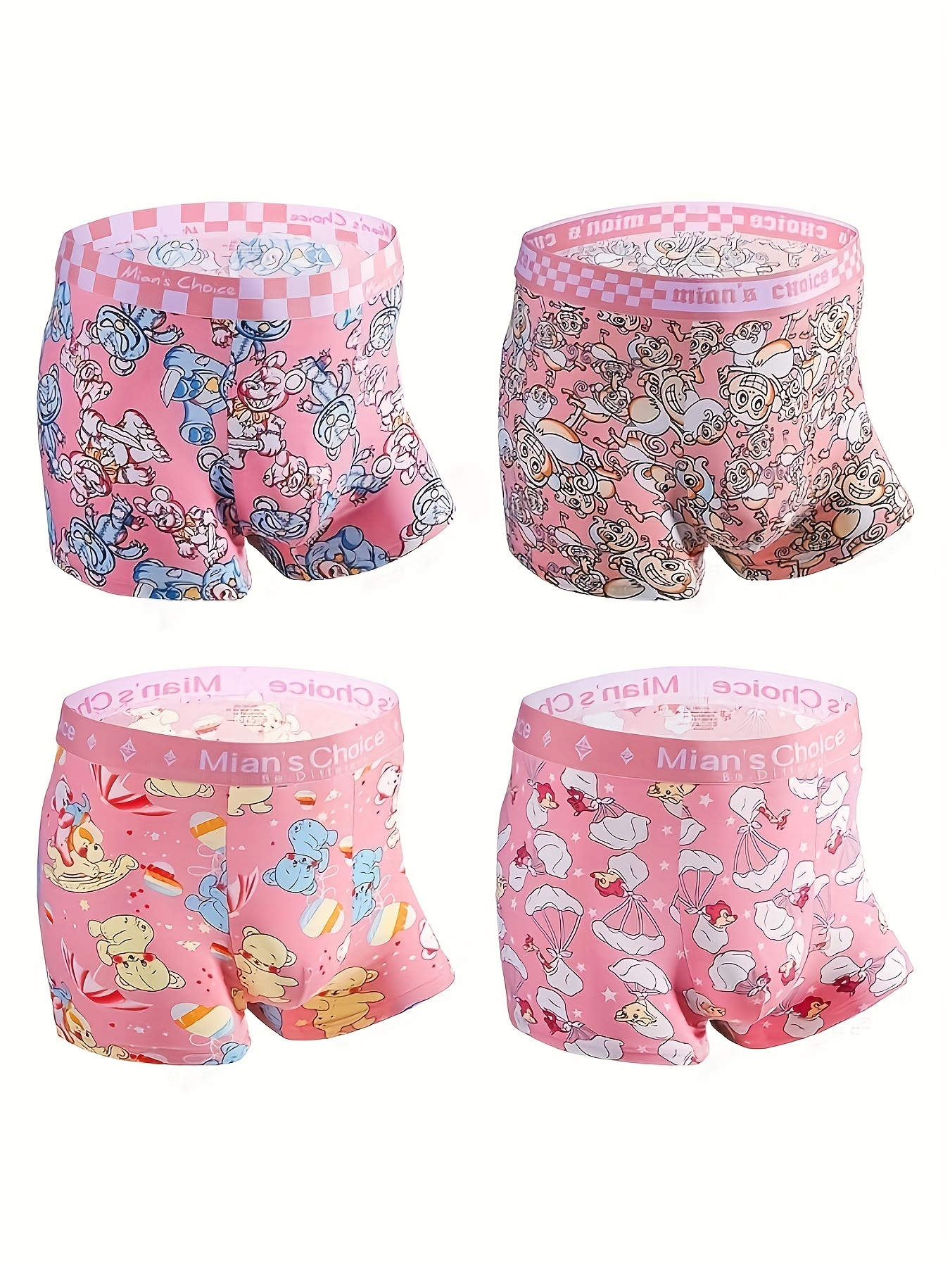 Mens Ice Silk Boxer Shorts Cute Spoof Trunk Underwear For Lovers