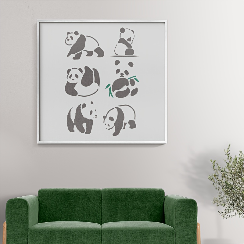Panda Stencil A4 Size Panda Mother With Bamboo Stencils For - Temu