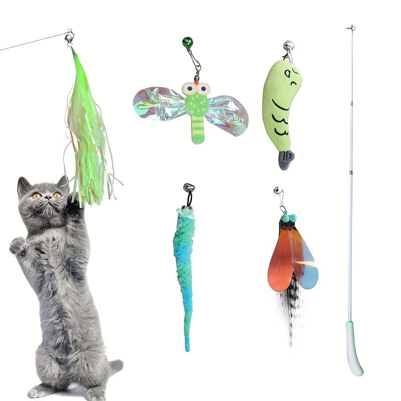 Feather Teaser Cat Toy Interactive Retractable Cat Teaser - Temu