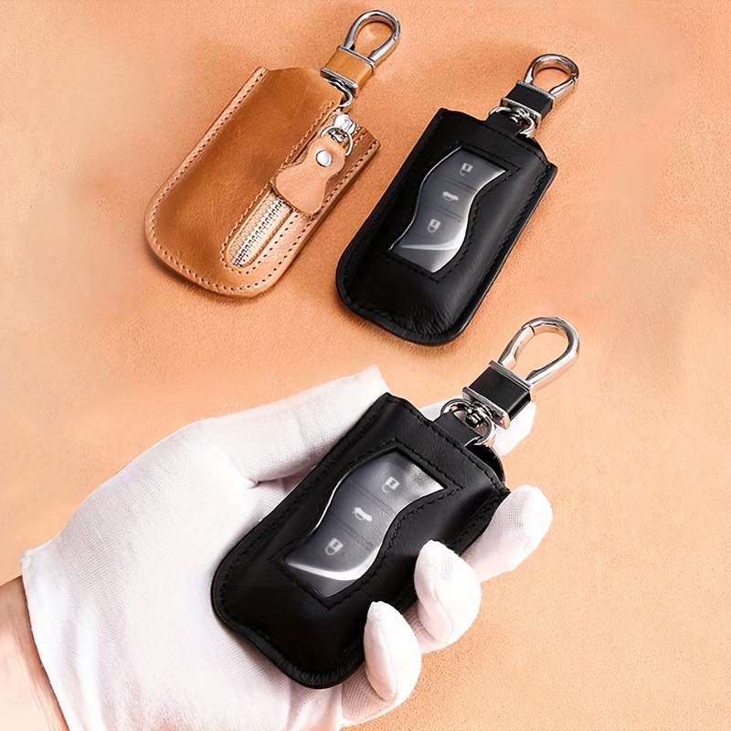 1pc Einfarbiger Leder-Schlüsselhalter, Autoschlüssel-Tasche
