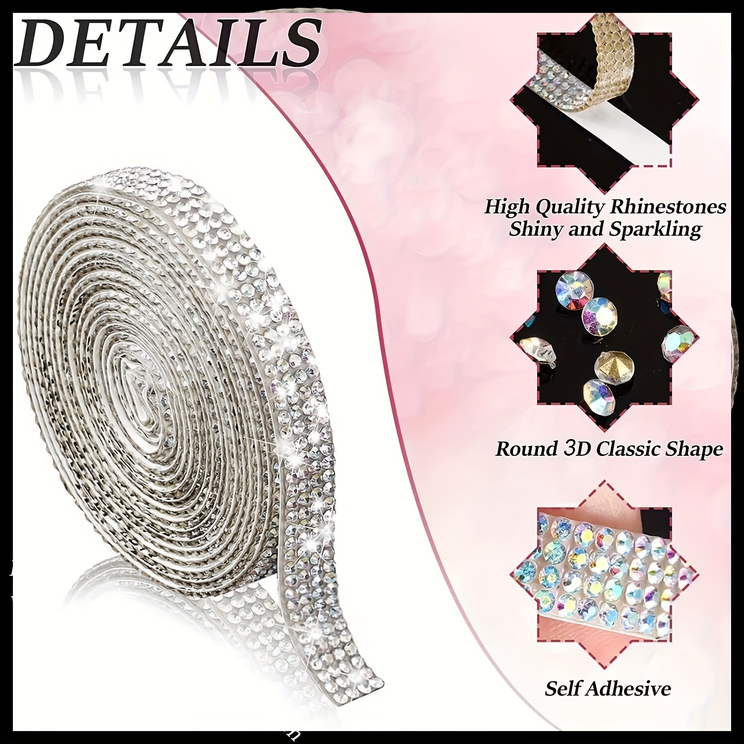 24rows Sparkling Diamond Mesh Wrap Ribbon Home Decor Party - Temu