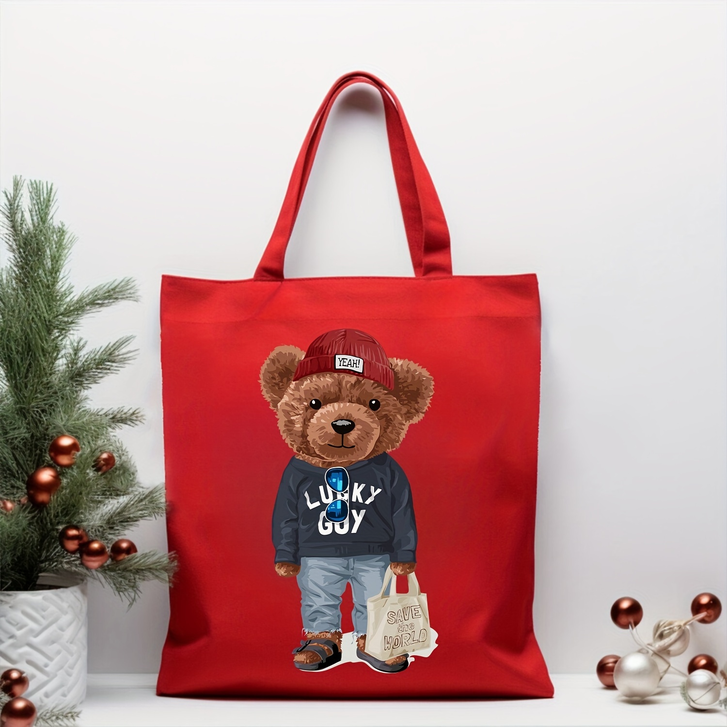 RED TEDDY ショッピングバッグ30x20x15cm素材 - トートバッグ