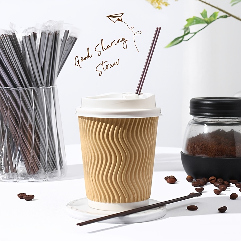 100pcs Coffee Straws,7-Inch Two-Hole Coffee Straw Stirrer,Coffee  Straws,Coffee Stirrers Individually Wrapped,Cocktail  Stirrers/Straws,Disposable