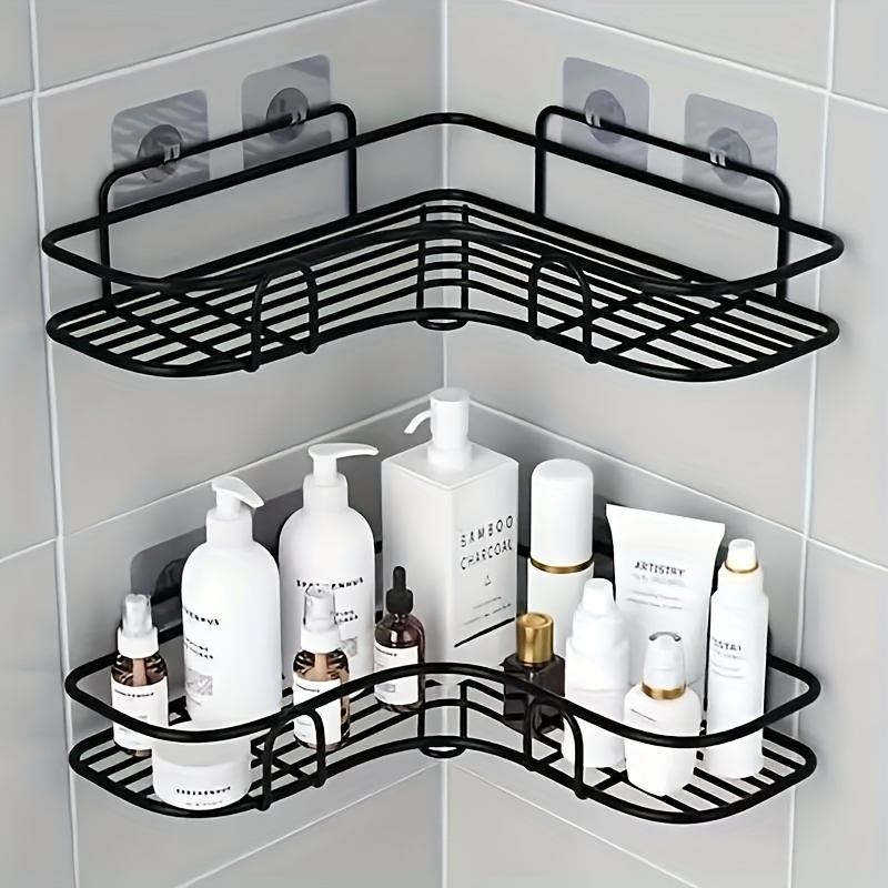 1pc Bathroom Storage Rack, Shower Caddy, Corner Frame Shower Shelf, Non  Punch Rack With 2 Seamless Stickers Wall Mounted Bathroom Vanity Shelf  Kitchen
