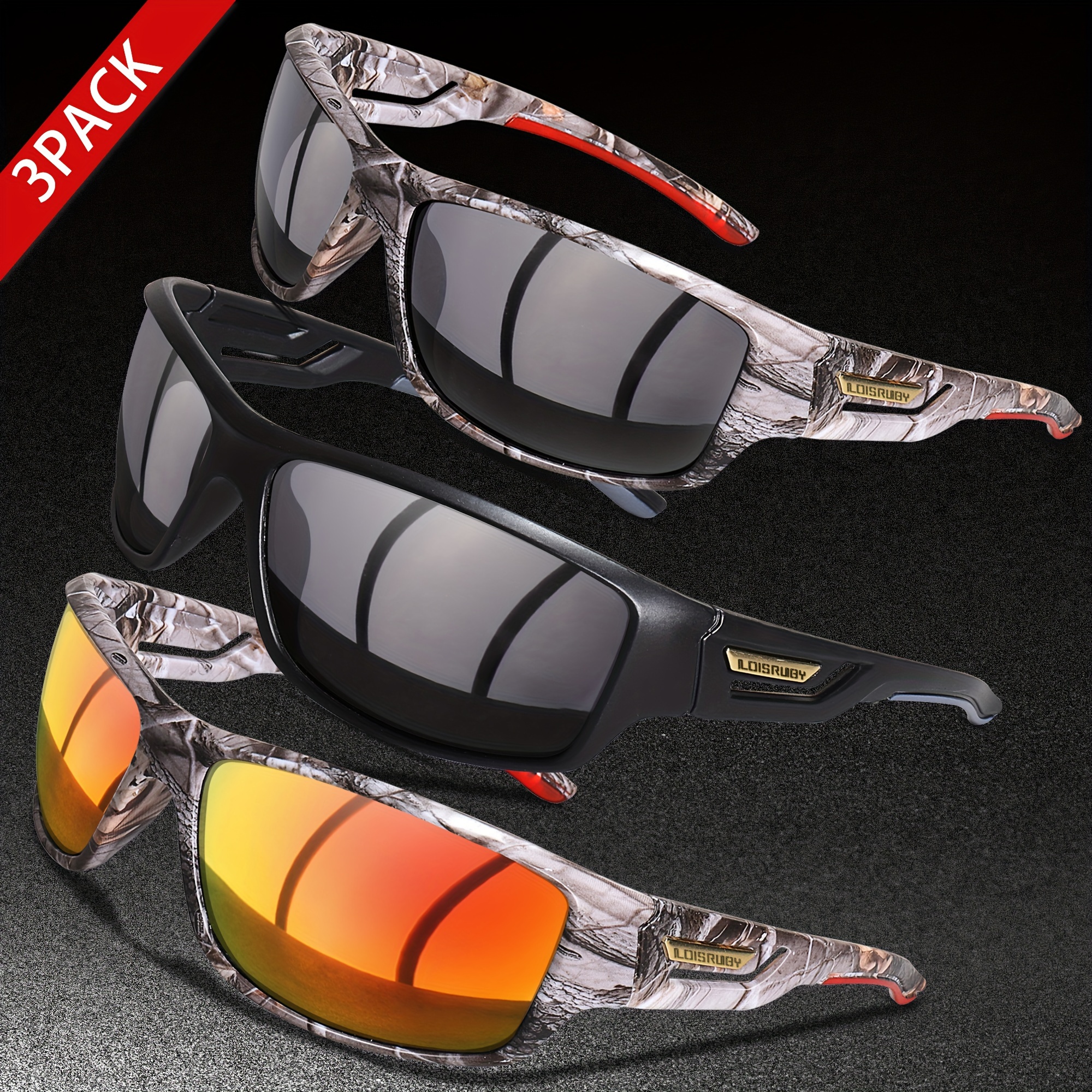 Camouflage Polarized Cycling Driving Sunglasses, Outdoor Sports Fashion Fishing Running Goggles, Safety Glasses Men Women Eyewear UV400,Temu