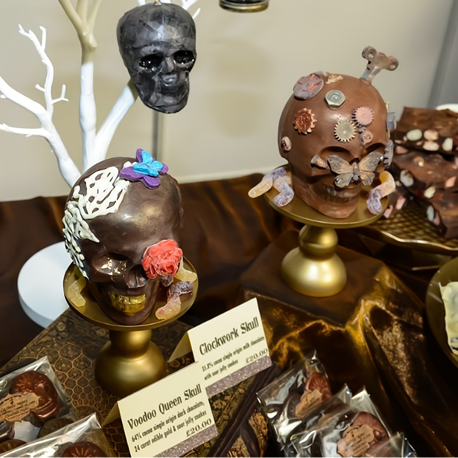 TZnponr 3D Skull Baking Cake Mold for Halloween,Food Grade Silicone DIY  Large Skull Cake Pan,Halloween Decor Birthday Part（Black