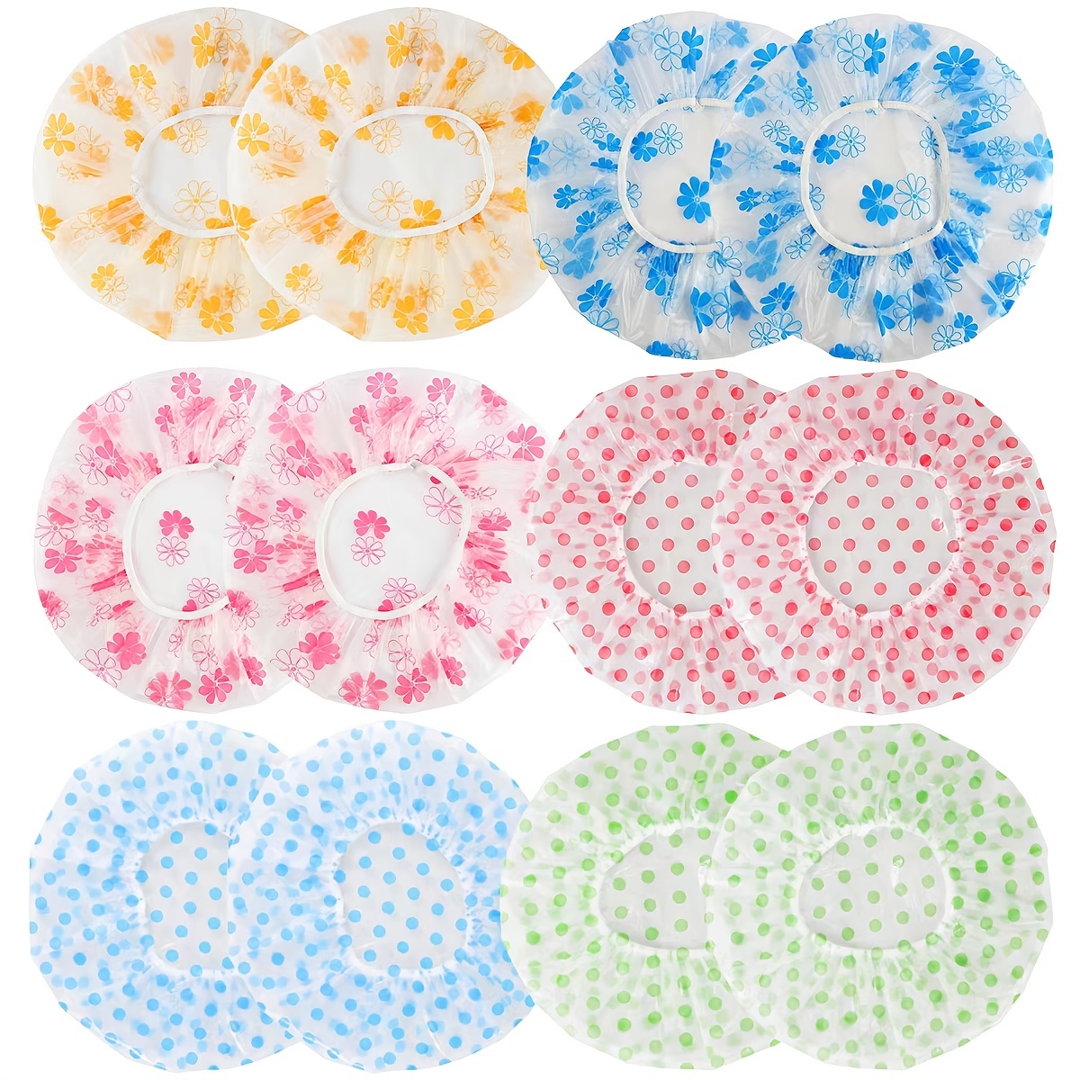 Lot de 2 bonnets de douche imperméables pour femmes, réutilisables, avec  bande élastique, grands bonnets en plastique pour cheveux longs, protection