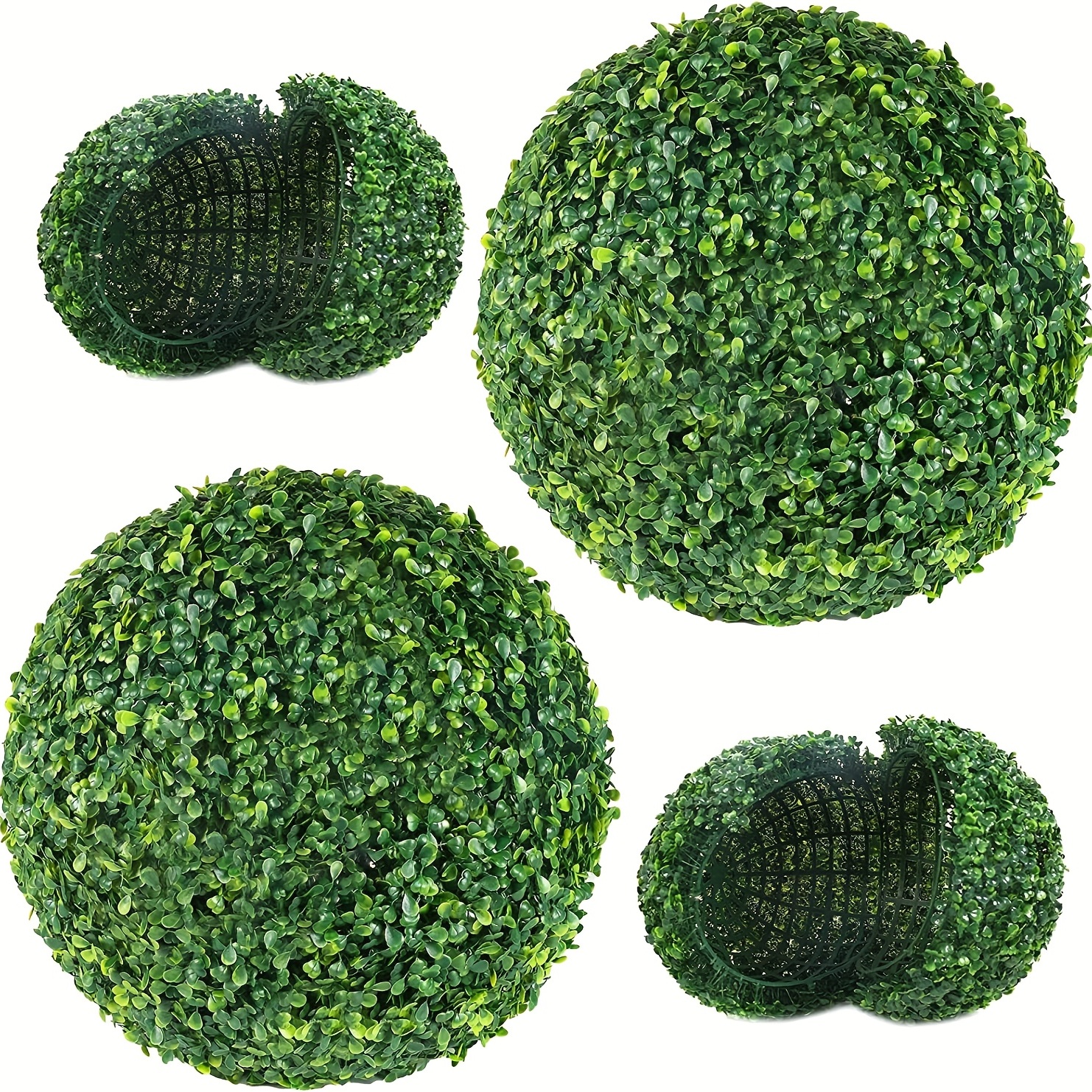 4 Pcs 14 inch Artificial Plant Topiary Balls Outdoor Round Boxwood Balls Large Garden Spheres Faux Decorative Greenery Balls