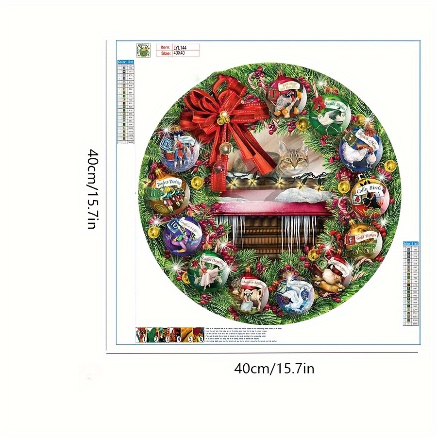 Diy 5d Diamond Painting Kit - Christmas Wreath Series - Frameless