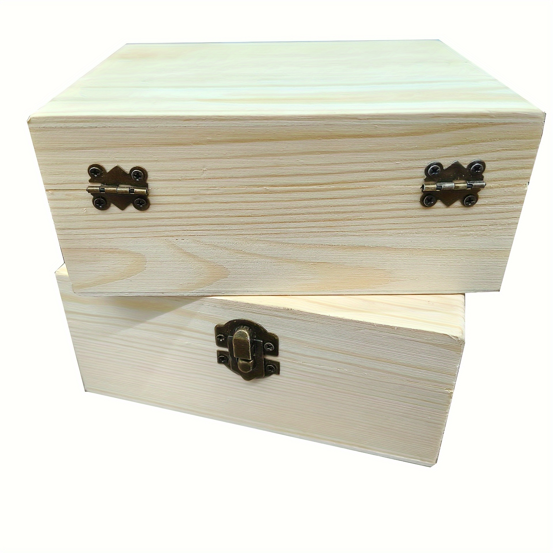 1pc 未完成木箱 蓋付き小さな木製ギフトボックス 塗装可能な小さな木箱