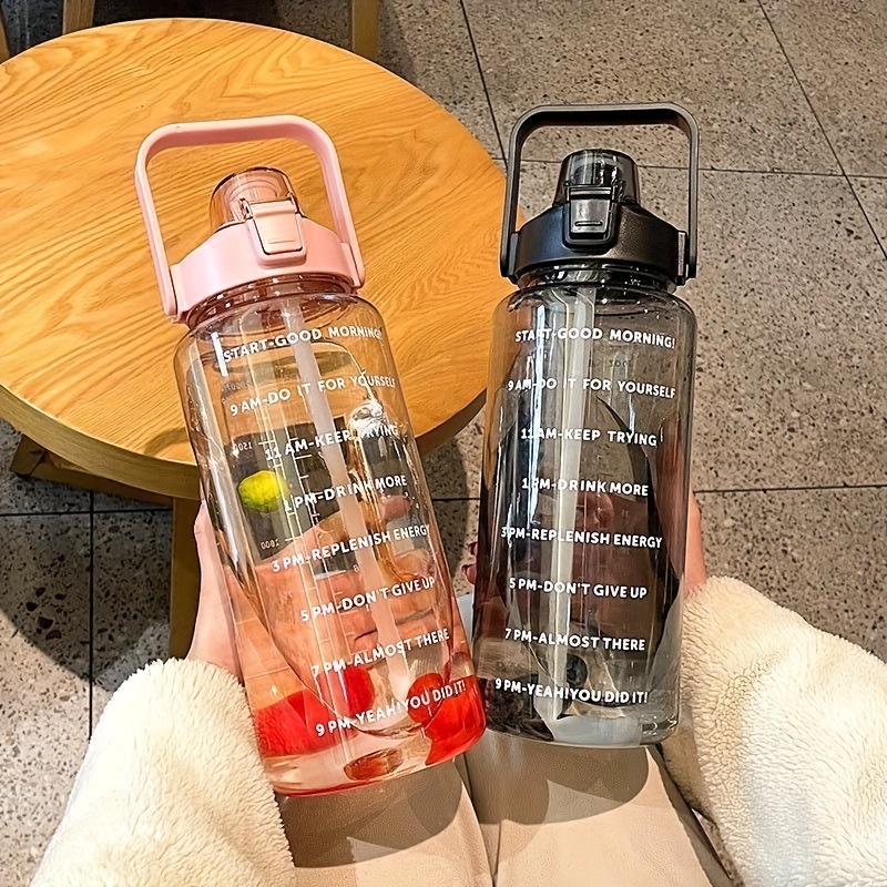 34oz Glass Motivational Water Bottle With Time Markings