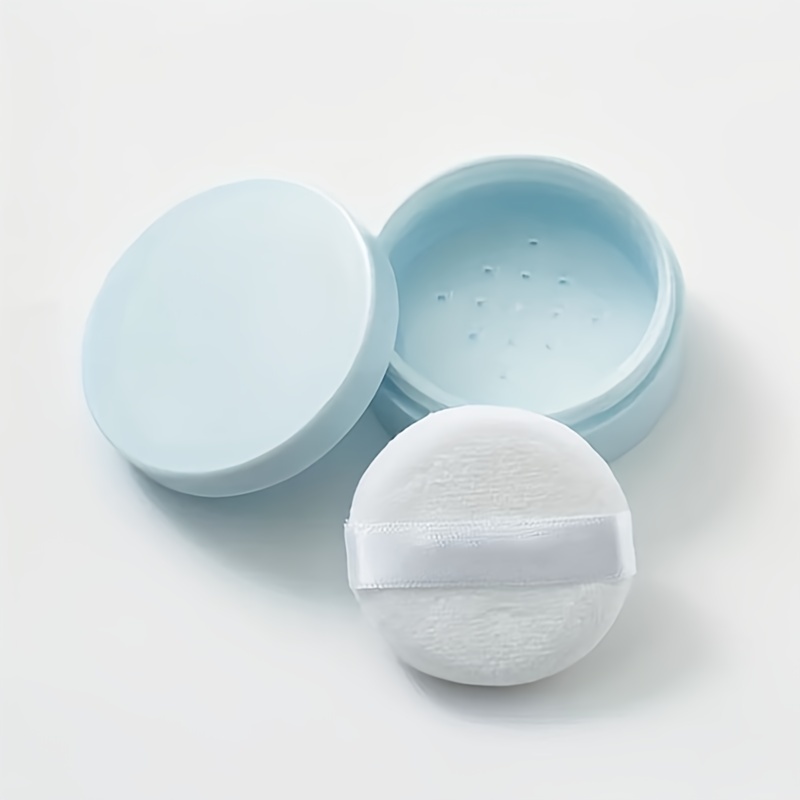 1 pc Blue Loose Powder Storage Box with Puff Loose Powder