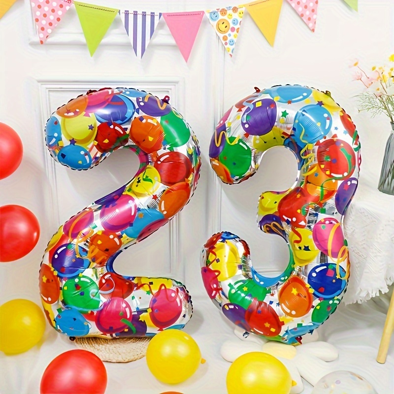 Globos gigantes plateados del número 23, 40 pulgadas, números 23 para  decoraciones de cumpleaños de 23 para mujeres, globos plateados del número  23