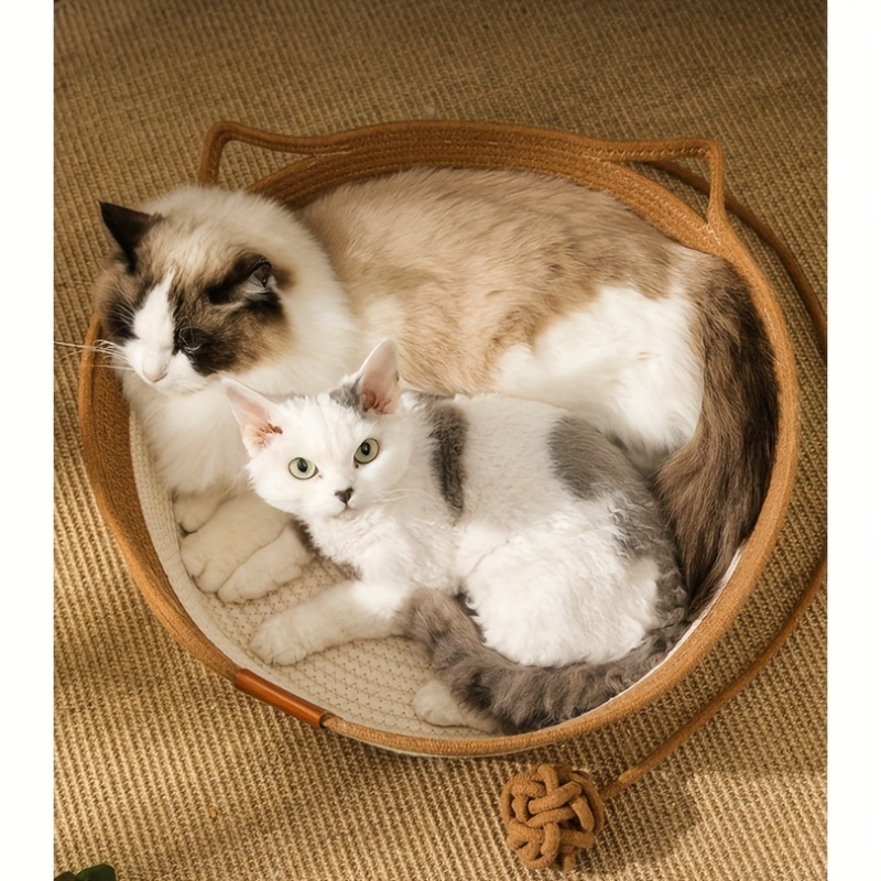 Woven Cat Nest, Cat Ears Cotton Rope Stitching Cute Mat, Pet Cat