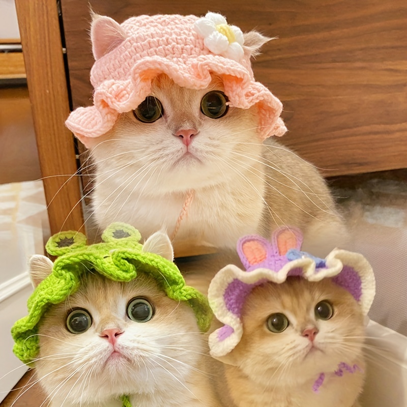 Delikate Katzenmütze Wolle Haustiere, Lustige Kopfbedeckung Kleine
