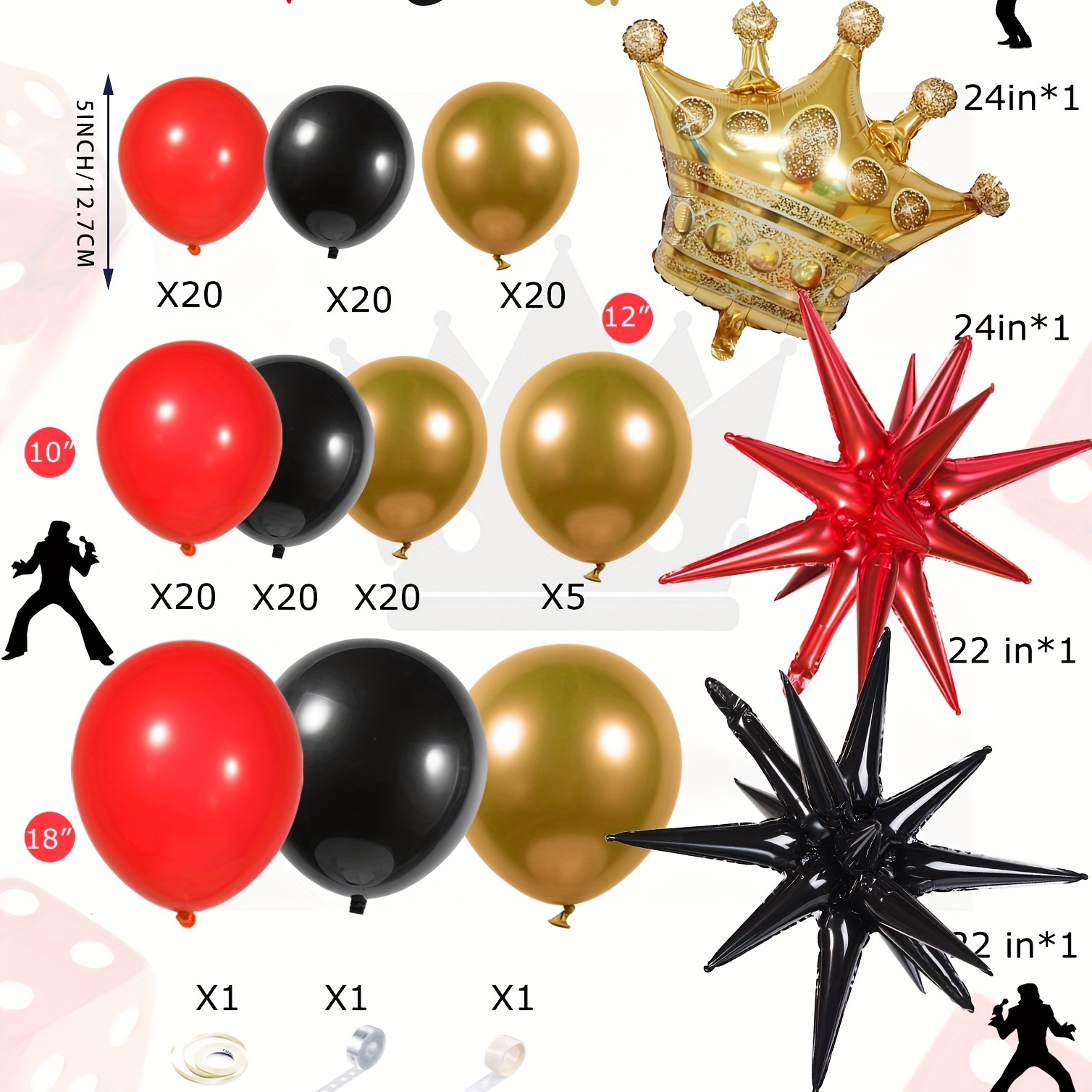 Red, Black and Gold Balloon Decoration  Black and gold balloons, Red  birthday party, Gold birthday party