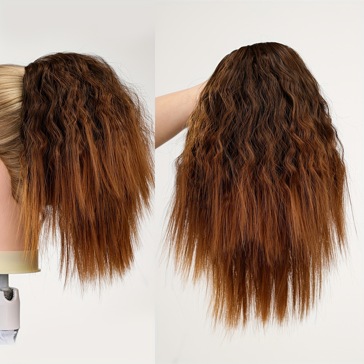 Ombre Kinky Curly Wave Ponytail Extension 30 48 Cm Short Corn Wave Drawstring