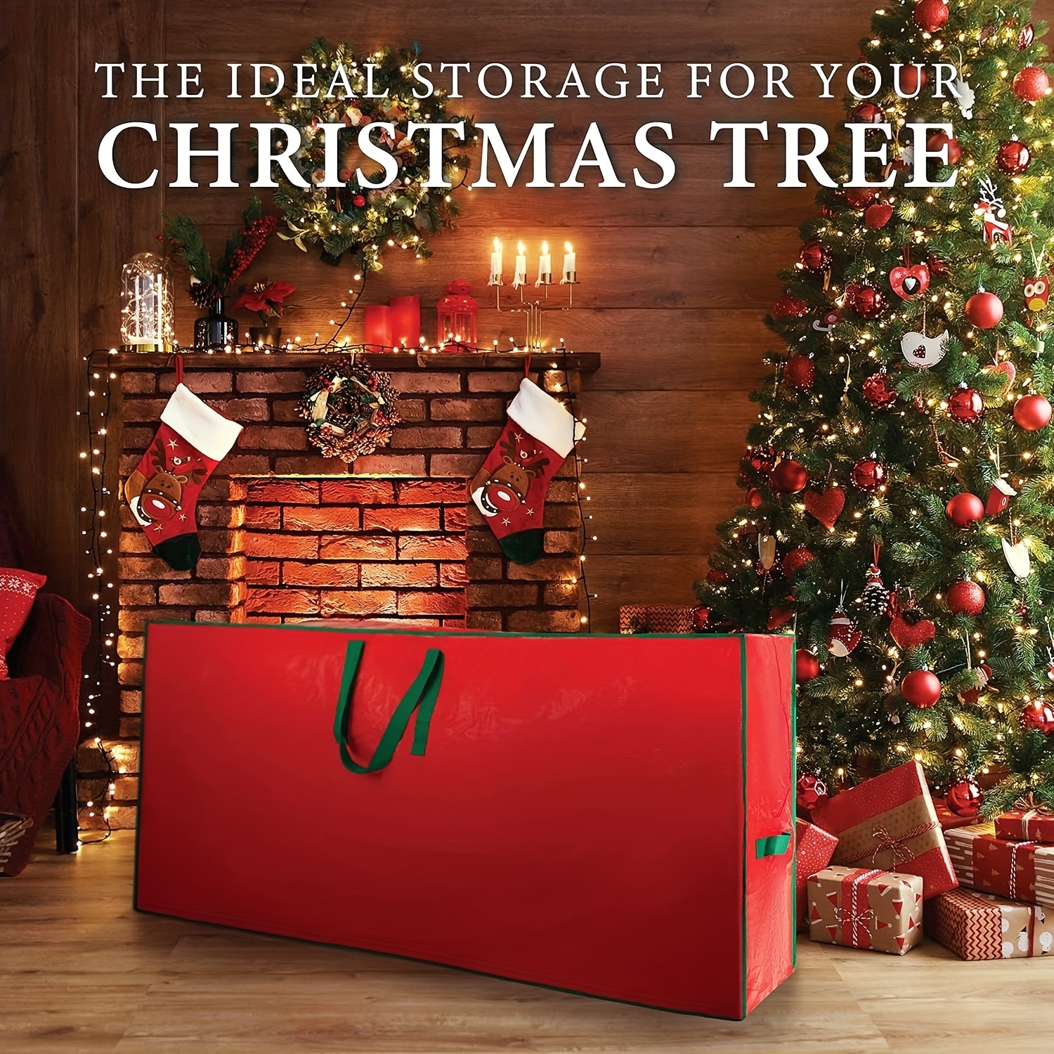Borsa porta albero di Natale,Grande organizer per albero di Natale  resistente con doppia cerniera e manici