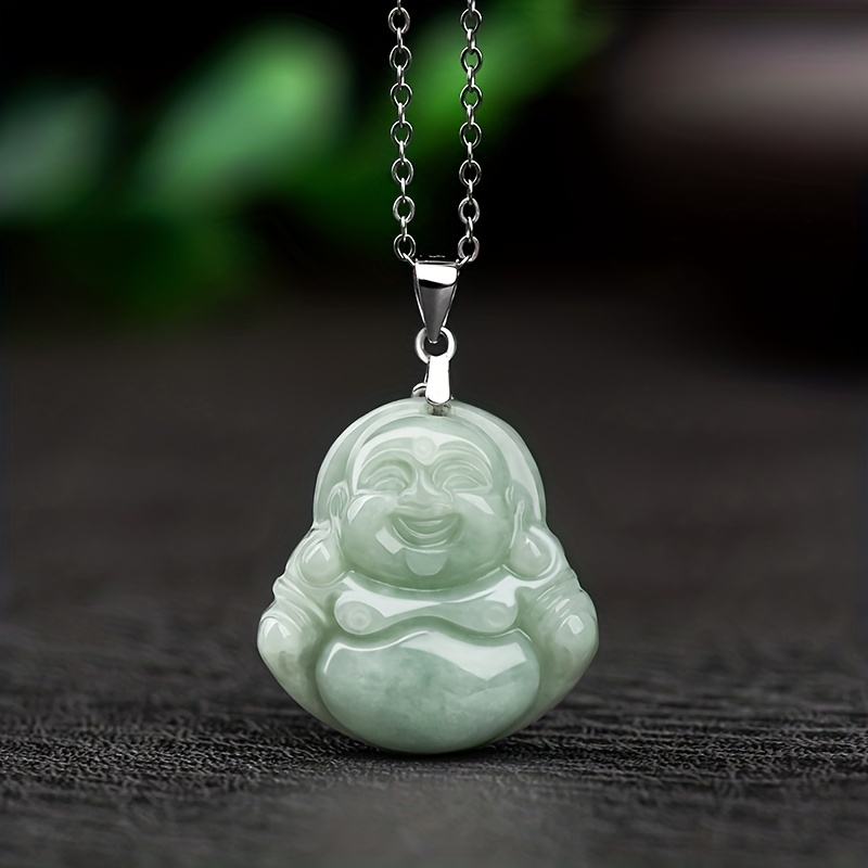 Natural Myanmar Jade Buddha Man Pendant Necklace