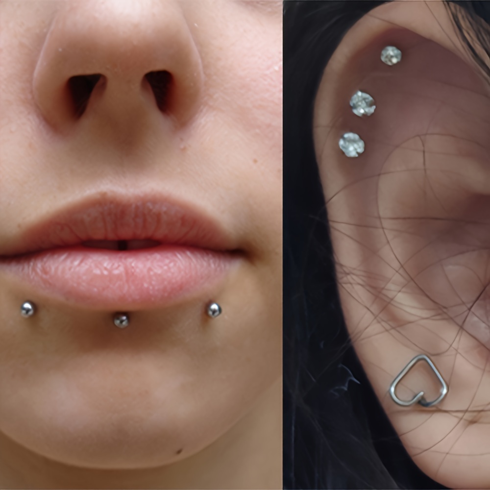 5pcs Threadless Push-In Nose Stud & Ear Stud Set