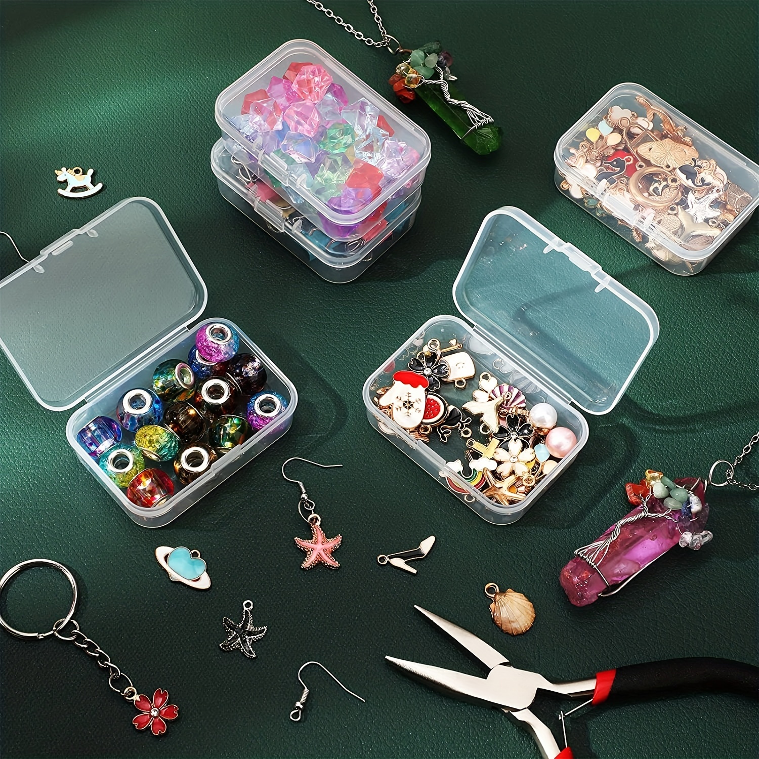 6 cajas de almacenamiento de cuentas transparentes de plástico para  coleccionar objetos pequeños, cuentas, joyas, tarjetas de visita, piezas de  juego