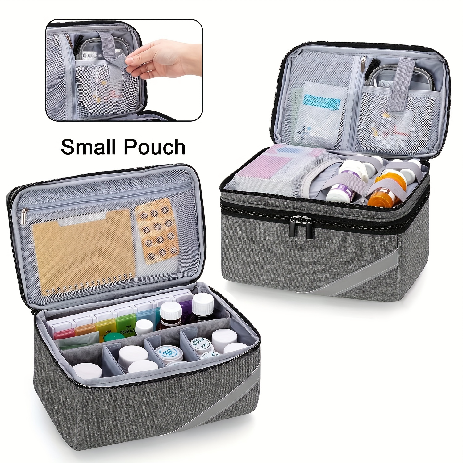 Large Capacity Medicine Storage Bag Empty, Pill Bottle Organizer Storage  With Portable Small Pouch, Home First Aid Kit For Emergency Medication  Travel Bag