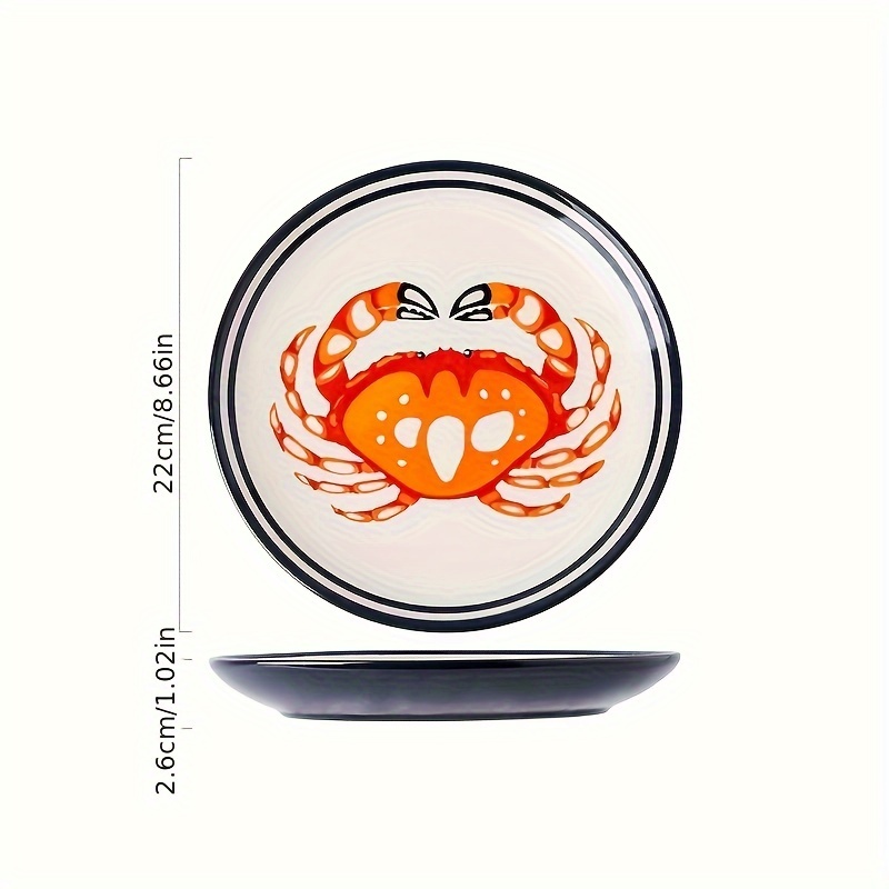 Festive Ceramic Crab Plate: Enjoy the Flair with this Hand-Painted Crab  Design Plate and