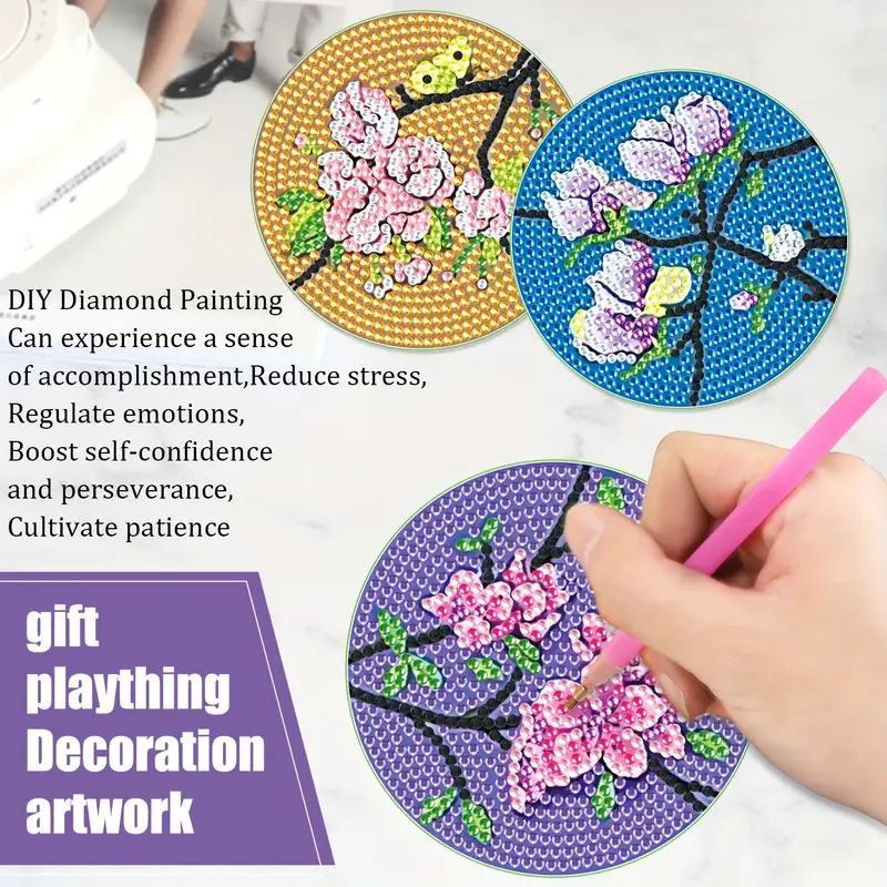 Diamond Painting Wooden Coasters Diy Artificial Diamond Art - Temu