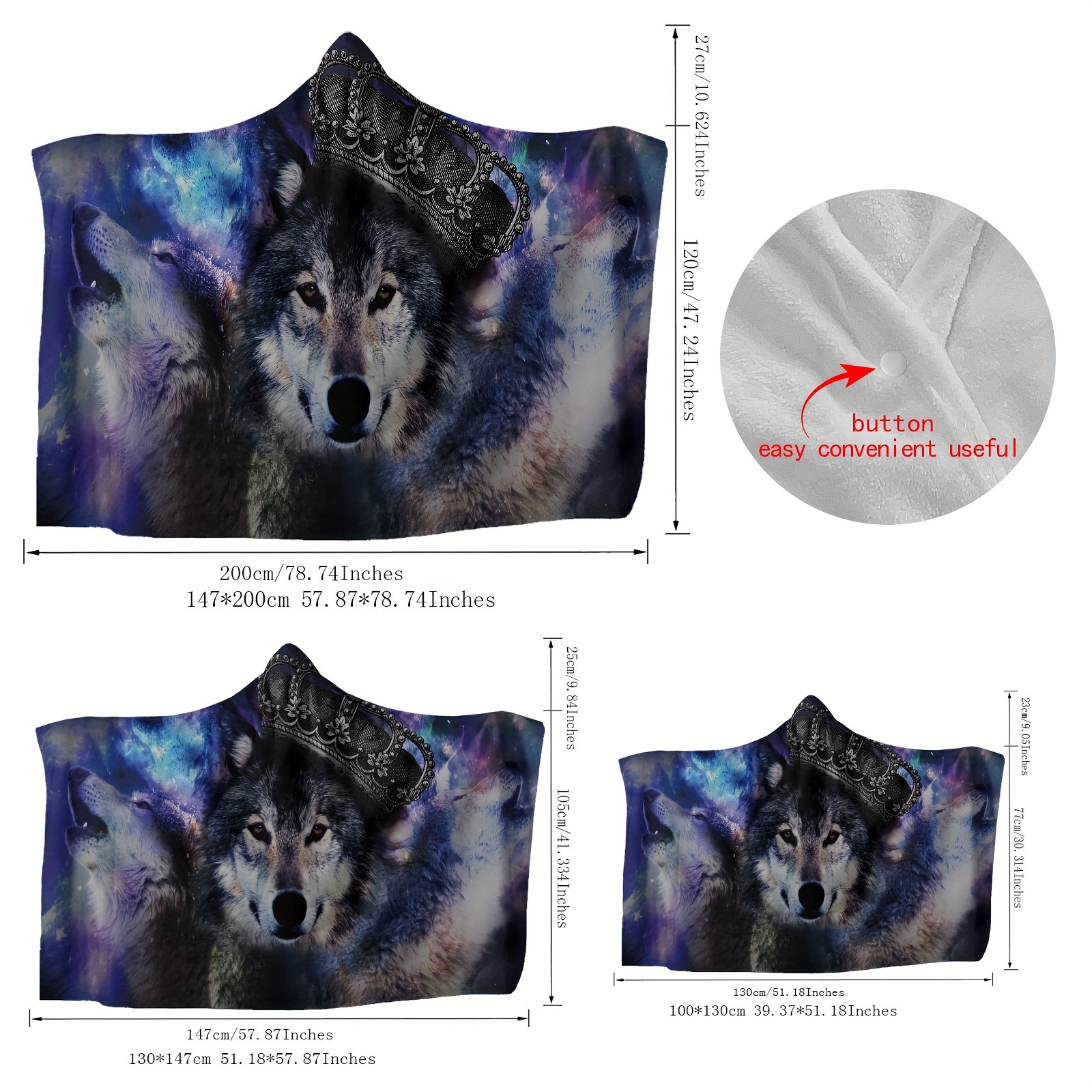 Wolf Hooded Blanket Thick Nap Wearable Blanket Magic Blanket Temu