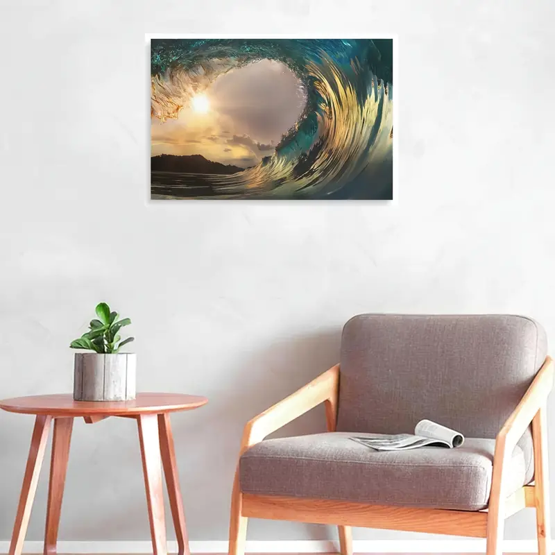 Framed Seascape Canvas Print Poster Beach Wave Canvas Wall - Temu