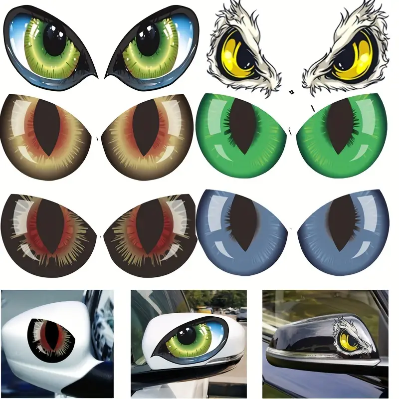 Car Stickers 3d Stereo Reflective Cat Eyes Car Sticker - Temu